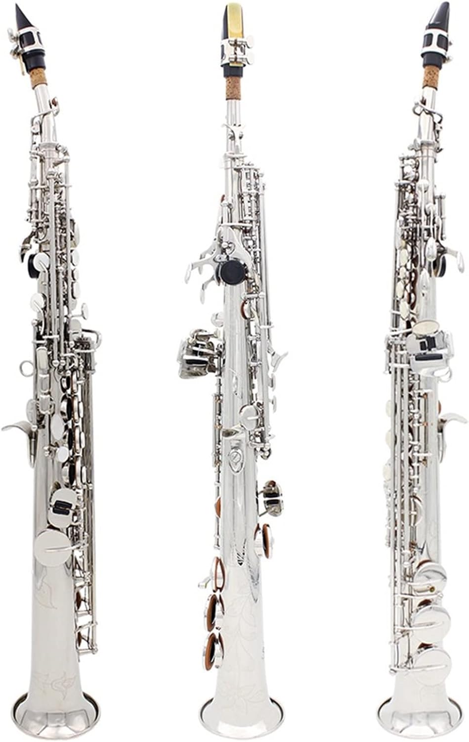 Sax Beginners Kit Silver Saxophone Bb Flat Professional Woodwind Instrument Brass Straight Sax with Case Musical Instrument Accessories Wind Instrument