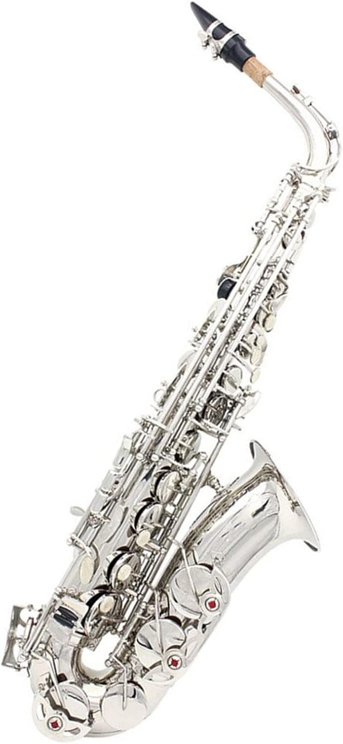 EB Alto Saxophone Brass Silver Plated Professional Woodwind Instrument E Flat Sax with Accessories (Color : 1)