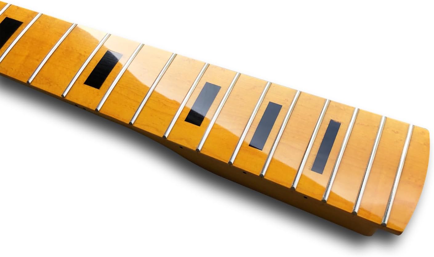 Maple Replacement Electric Bass Guitar Neck, 4-String 21 Fret 34'' Scale Length 38mm Nut and 64mm Heel Maple Fretboard Bolt On Finished Bass Neck DIY Installation & Repair