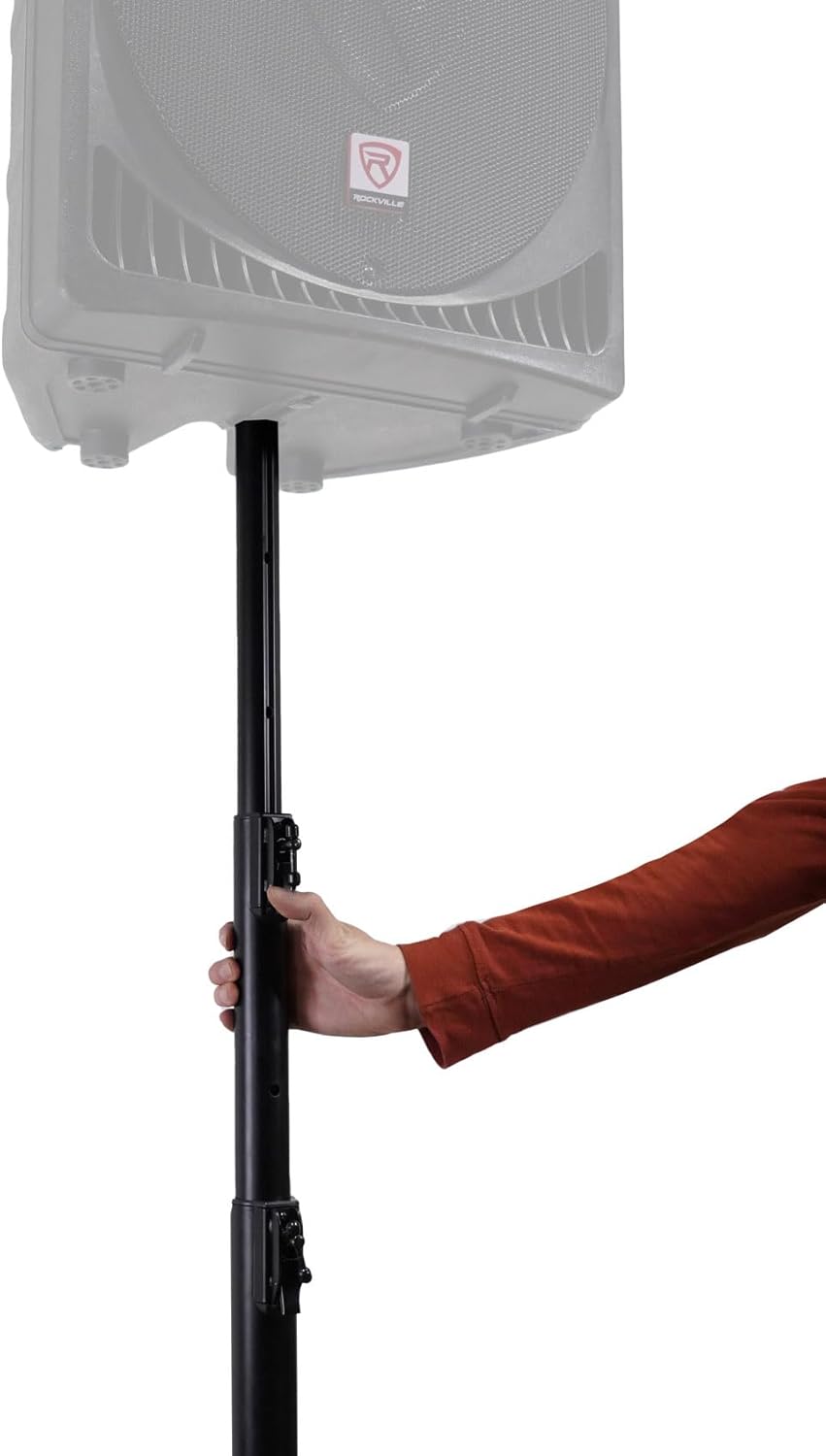 Rockville RLS6 140lb Lighting Speaker Stand, Flat-Base Stability, Detachable Tree Bar, Quick-Fold Portability, Perfect for DJs and Event Pros