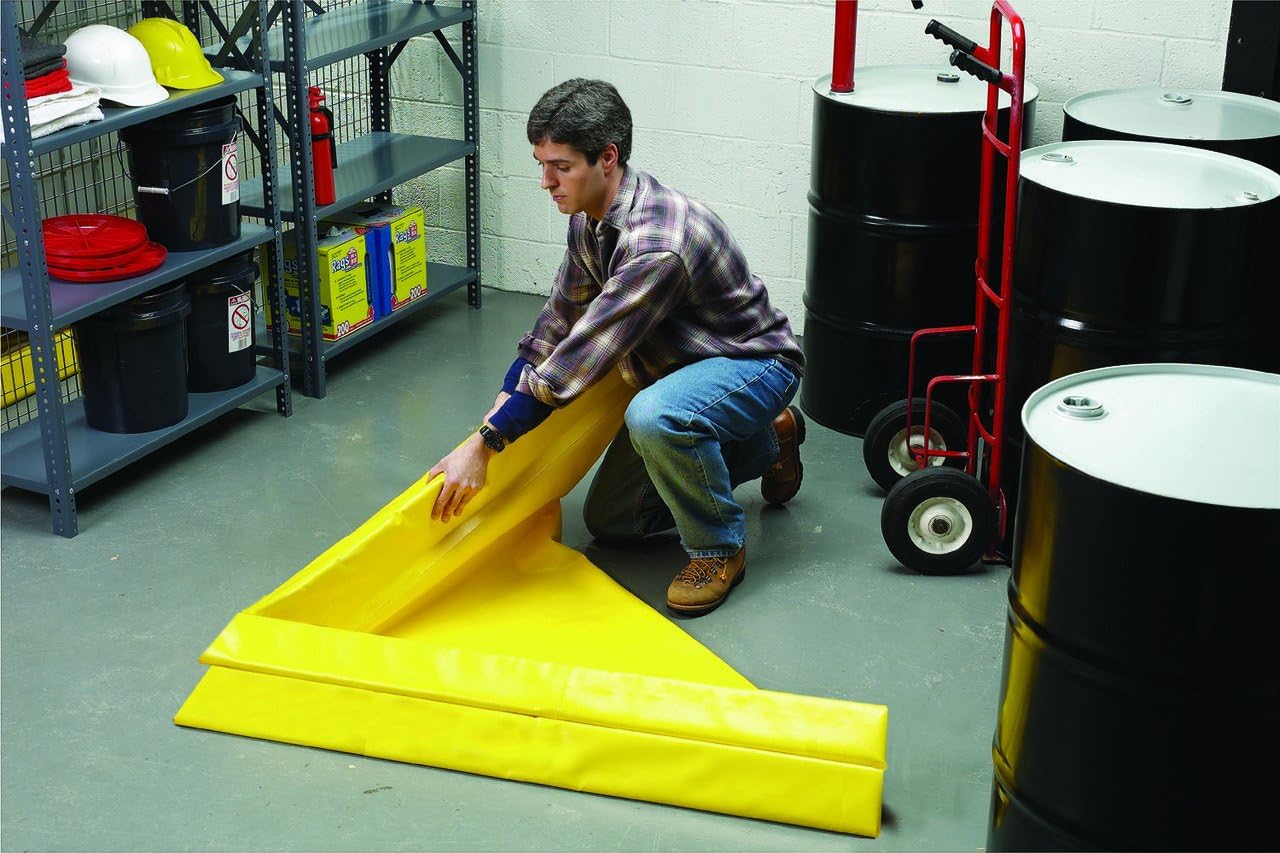 Enpac 1 Drum SpillPal Spill Pad with Grate, Yellow, Foam Sidewalls, Low Profile, Tough, Durable, Two-Way Air Relief, Foldable