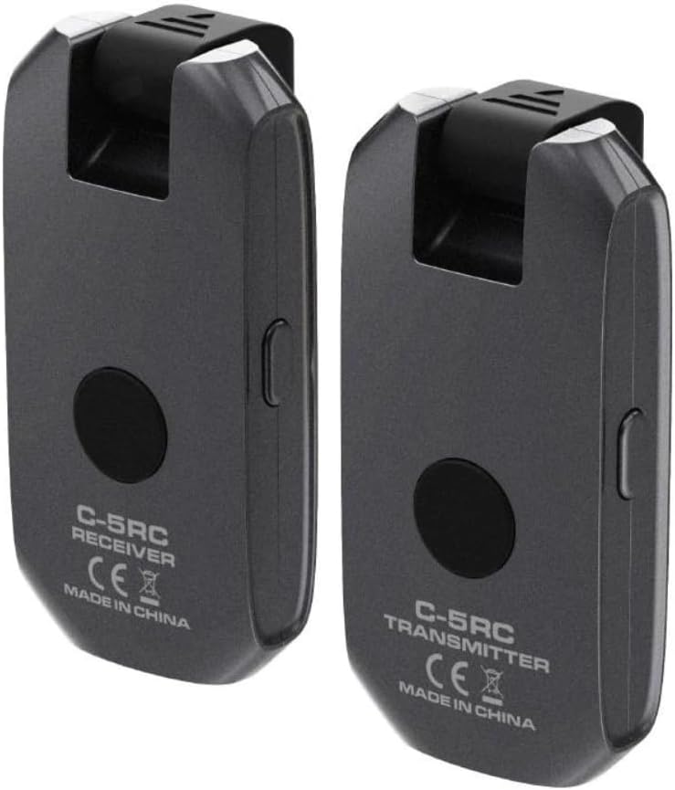 NUX Guitar Wireless System (C-5RC 5.8GHz) for Active/Passive Pickup Guitar with Charging Case Bundle with 2x Strukture S6P48 Woven Right Angle Patch Cables, 12x Fender Guitar Picks & Polishing Cloth