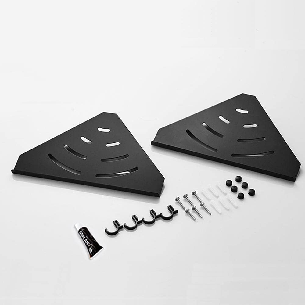 Shower Caddie Corner Shelf Wall Mount Rack with Hook Black No Drilling Adhesive Space Aluminum for Bathroom bathroom-3-story(2 Layer)