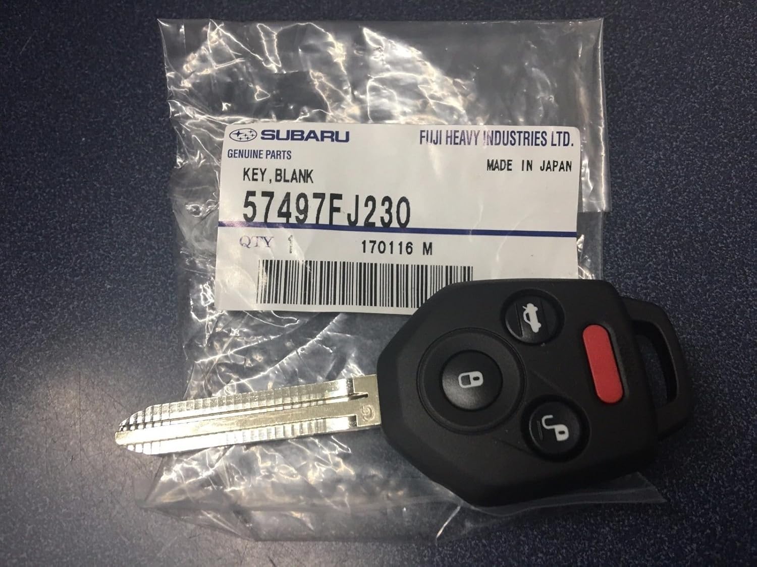 Subaru Remote Key for 2016-18 Forester WRX, 2015-17 Crosstrek, 2015-16 Impreza - 57497FJ230 - Genuine OEM