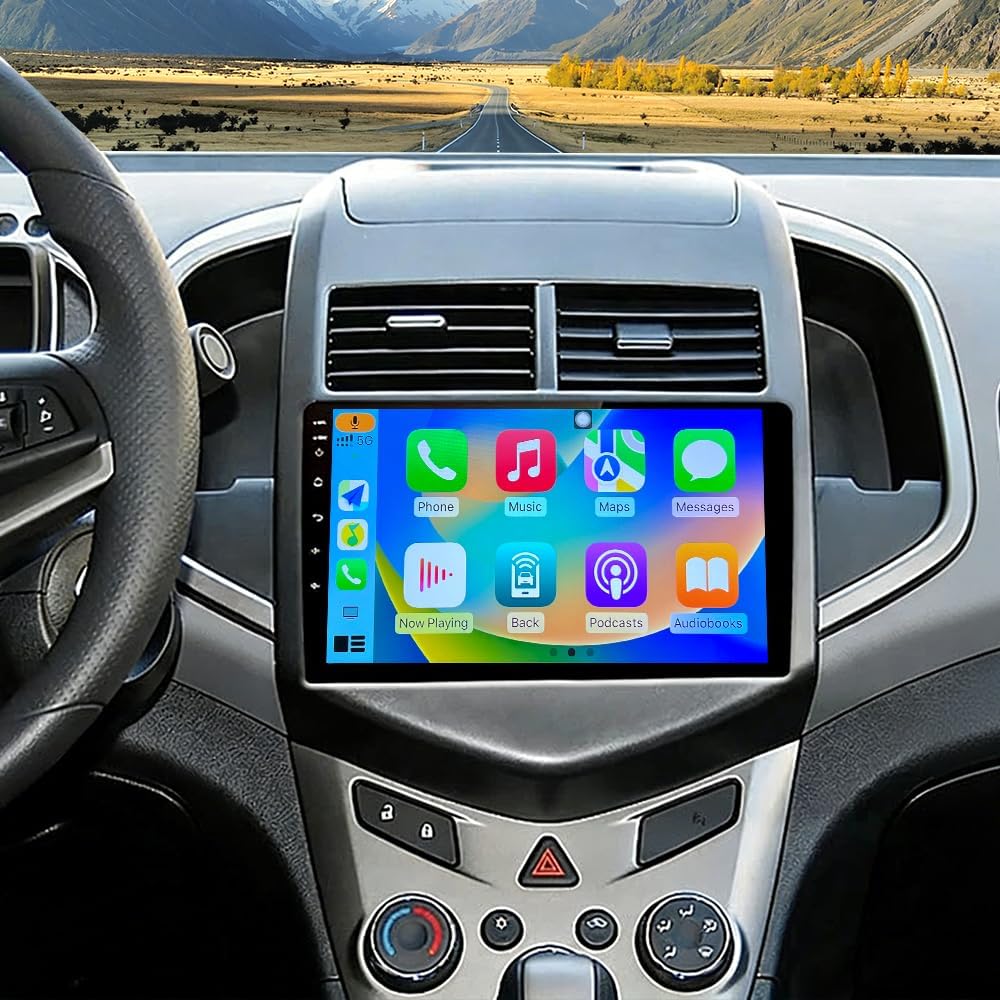 Car Stereo Radio Compatible for Aveo 2012-2015 with Carplay Android Auto GPS Navigation 7in Touchscreen Car Radio Player with Bluetooth WiFi FM/RDS SWC Mirror Link Split Screen + Backup Camera