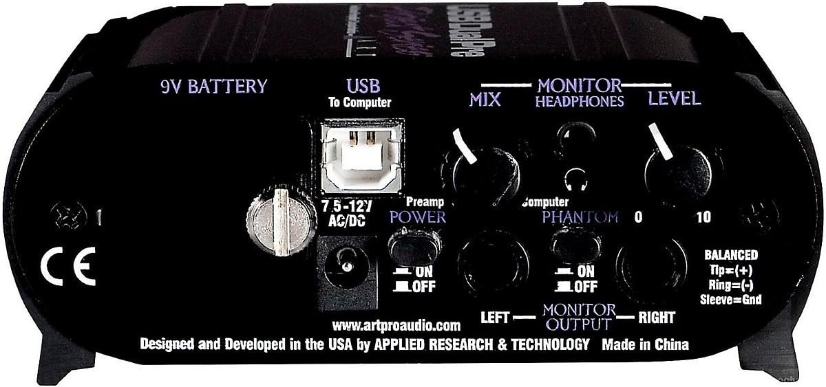 ART USB Dual Pre Two Channel Preamplifier/Computer Interface (USBDUALPREPS),Black