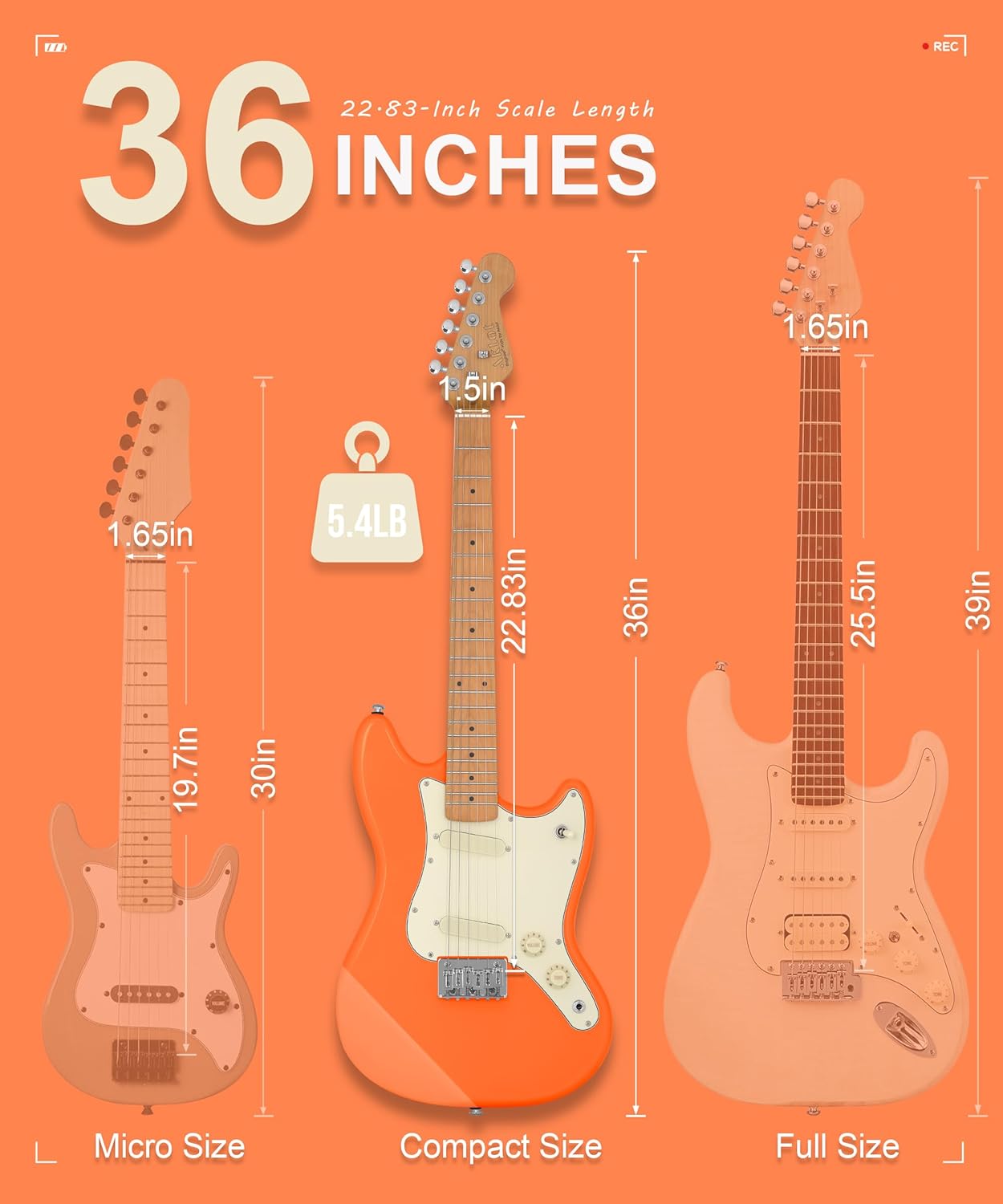 AKLOT 36-inch Kids Electric Guitar: 3/4 Size Mini Electric Guitar Kit with Solid Body, 1.5 In Neck Width for Beginners, 10W Amp, Gig Bag, String, Strap, Cable, Picks,Lesson Book(TangerineZap Orange)