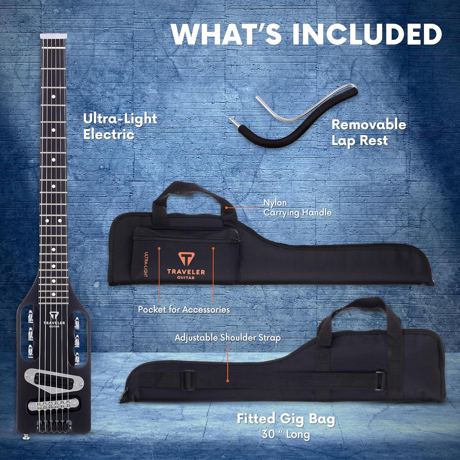 Traveler Guitar Ultra-Light Electric Guitar Matte Black | Portable Electric with Removable Lap Rest | Full 24 3/4