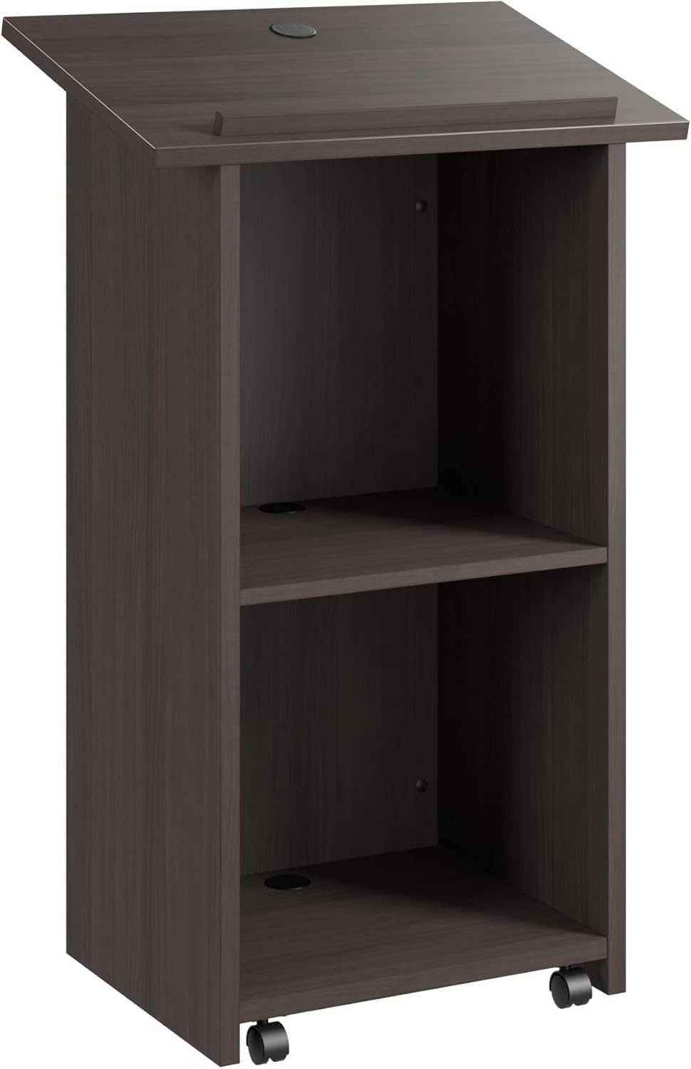 Bush Business Furniture Podium Lectern, 48 inch Tall, Professional-Grade Mobile Presentation Stand Up with Shelves, Envision Collection, Gray