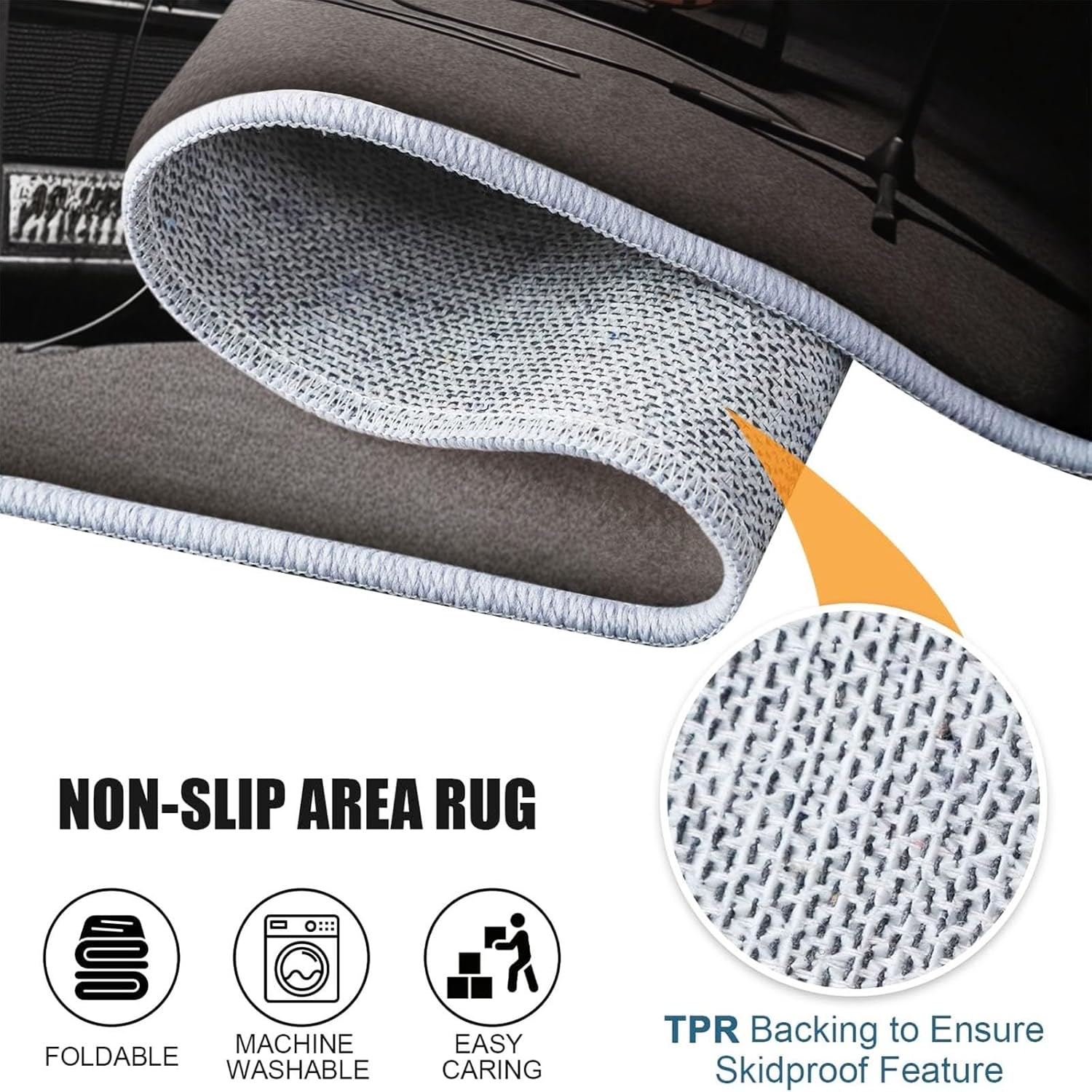 Round Area Rugs Modern Drums Electric Guitar Pattern, Black Non-Skid Lightweight Washable Area Rugs - 5 ft Soft Durable Circle Carpet for Bedroom Living Room Baby Room Nursery Bathroom Home Decor