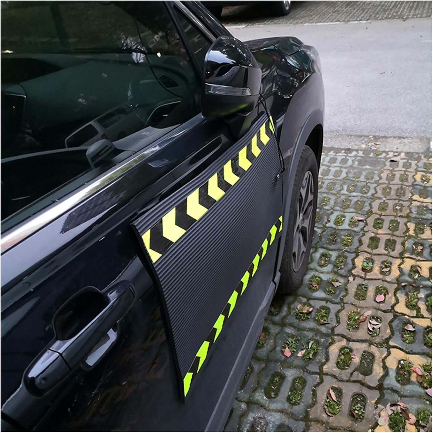 XPLKQXE Car Door Dent Protector, Car Magnet Bumper, Removable Magnetic Panel for Garage Parking (Color : Black-4pcs, Size : 15.7x43.3in)