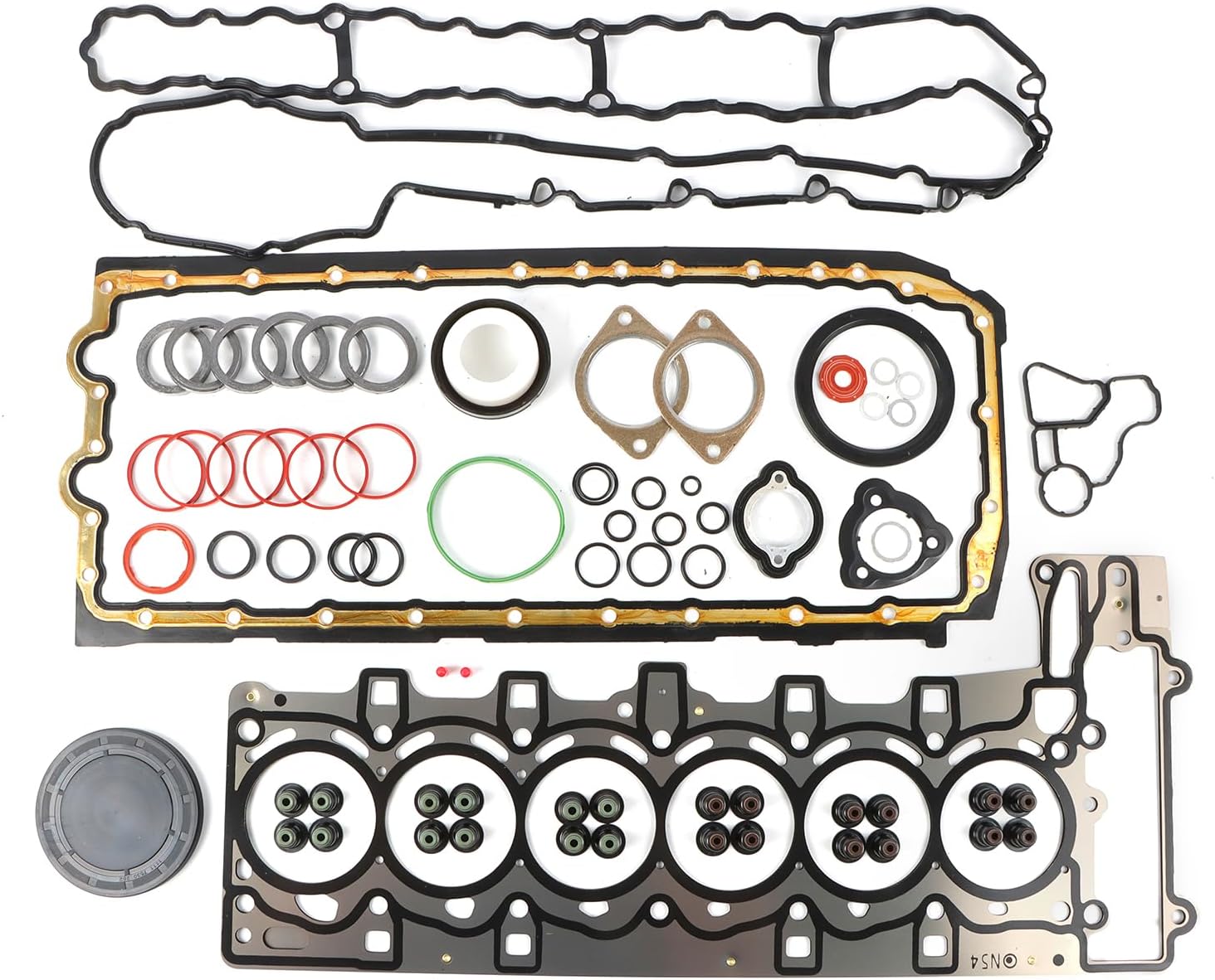 Engine Overhaul Gasket Seals Kit 11127557265 11137548031 for BMW 335i/135i/Z4 2007-2016 N54 3.0L Turbo L6 – Restores Sealing Integrity Prevents Oil/Coolant Leaks Extends Engine Lifespan