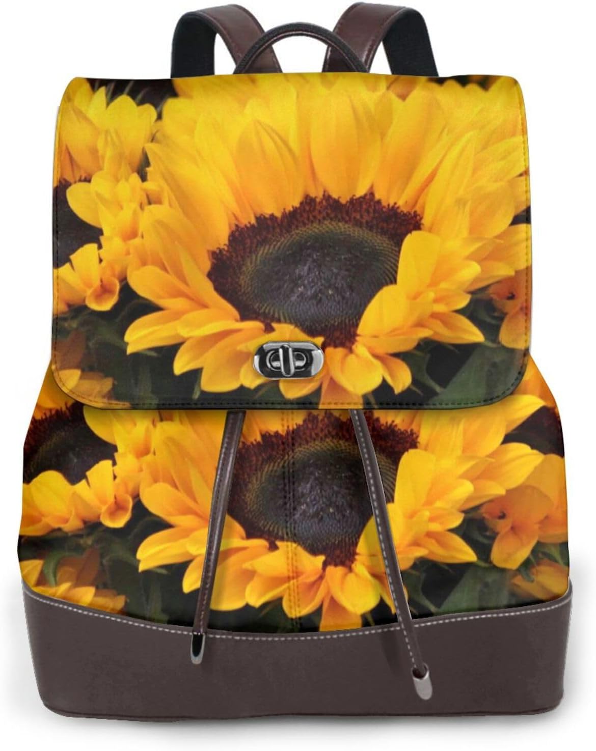 Flower Bush Sunflower for Womens Backpack Purse Microfiber PU Anti-theft Large Fashion Designer Travel Bag Ladies Shoulder Bags