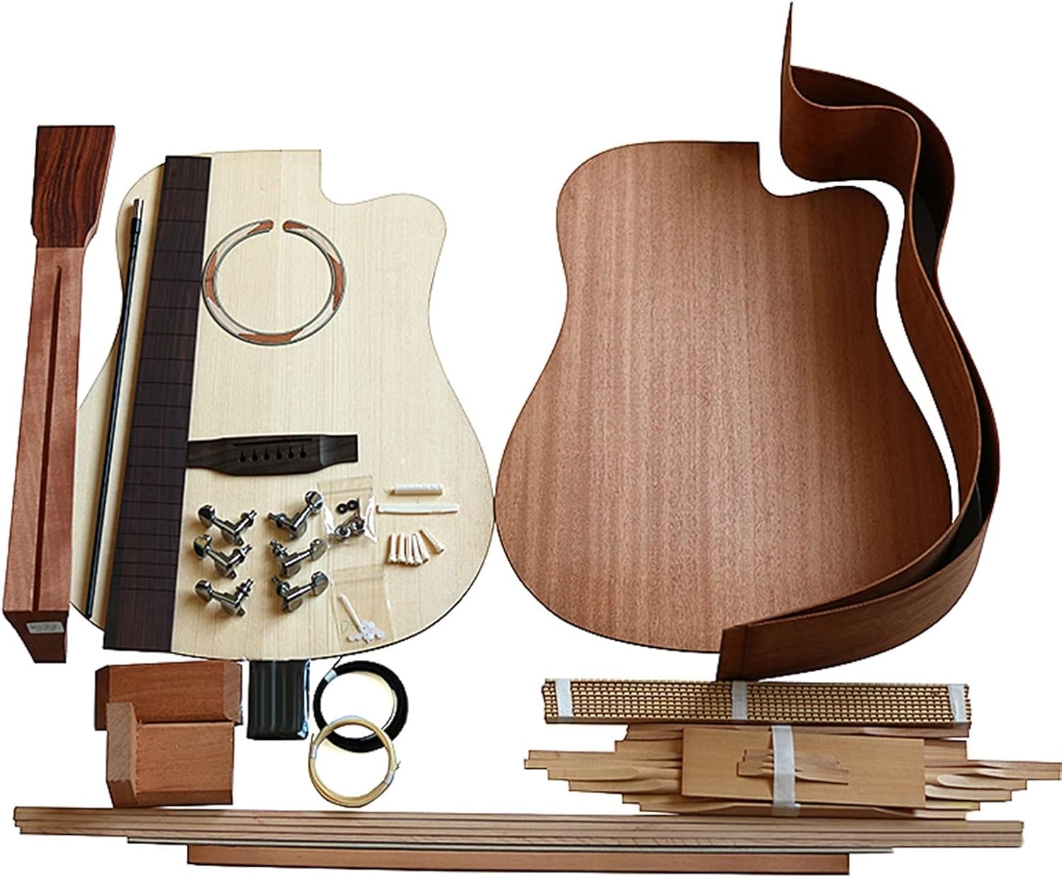 Peach Core Back Side Spruce Surface Full Single Folk Guitar Full Set of Materials Combination Guitar Making Materials Unfinished Guitar Body