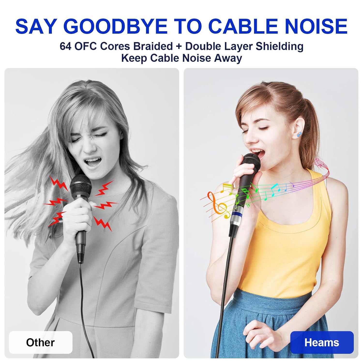 Professional 6 Pack 50FT XLR Cables, Noise Free and Long-Lasting Braided XLR Microphone Cable, All Copper Conductors Balanced Male to Female Mic Cable for Studio Monitor, Mixer, DMX, Colorful