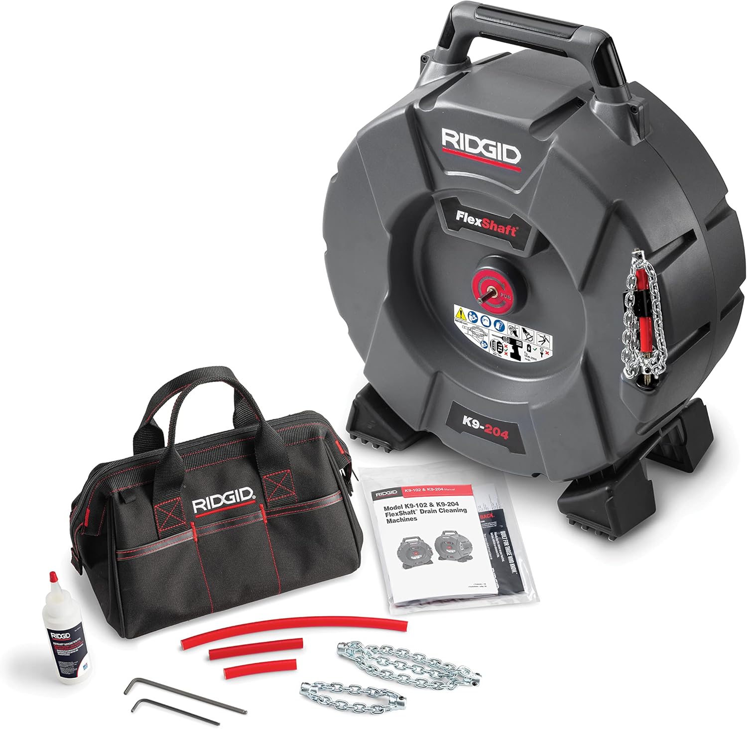 RIDGID 64273 Model K9-204 FlexShaft Drain Cleaning Machine Kit & K9-12 FlexShaft 1/4