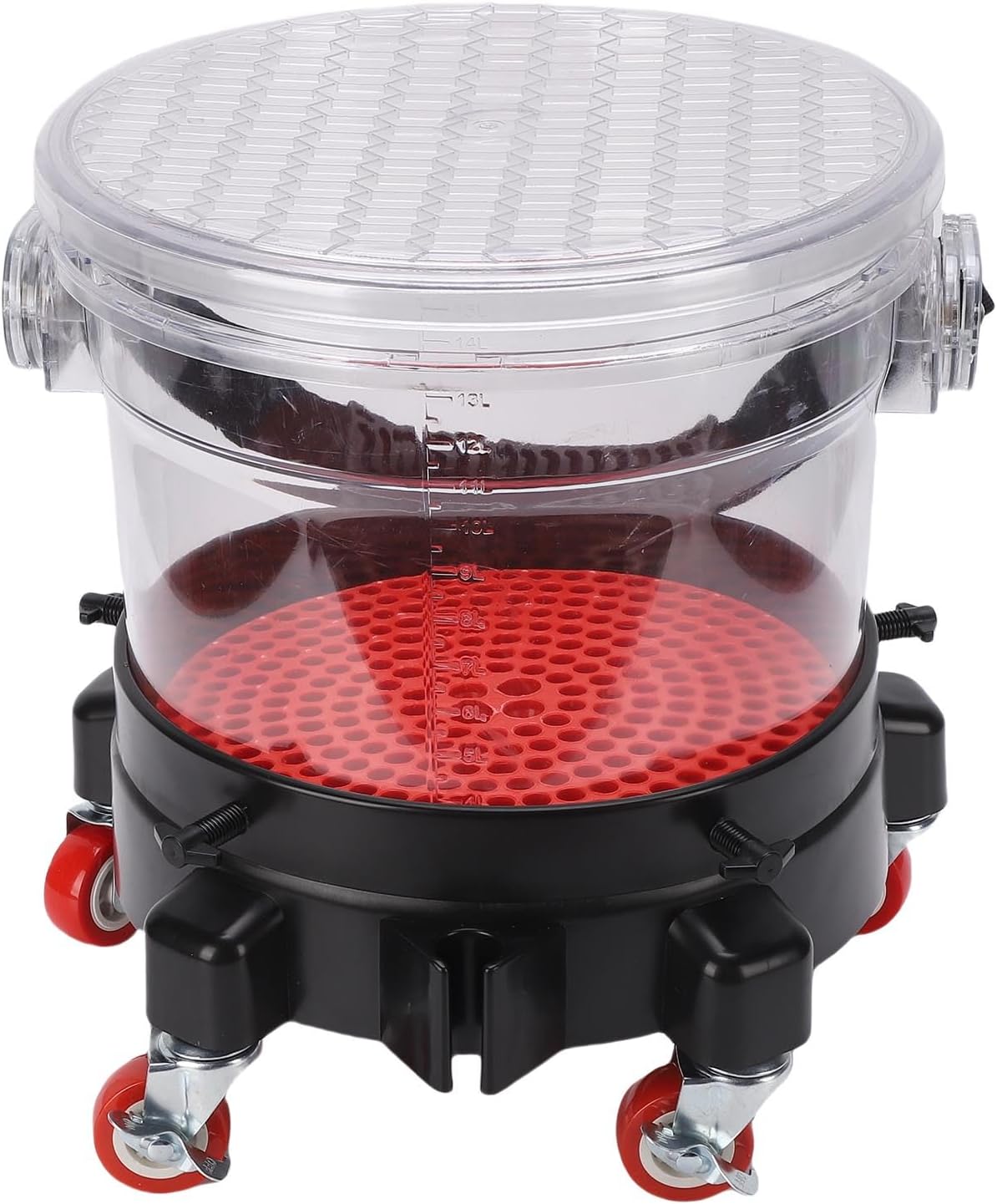 Fydun Car Bucket Wash System 15L Washing Detailing Kit Include Grit Trap 5 Castor Bucket Dolly Lid Transparent