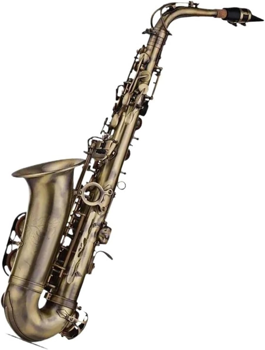 Antique Finish Eb E-flat Alto Saxophone Sax Key Carve Pattern Woodwind Instrument With Case And Other Parts