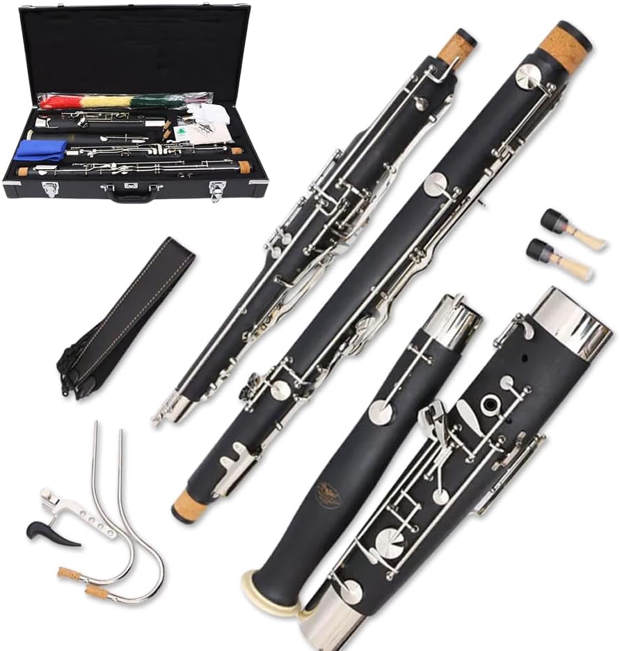 Bassoon C Key 26 Keys Silver Plated Maple wood/Synthetic wood wind Instrument with case Accessories Kit for Students,Beginner,Intermediate (Synthetic wood)