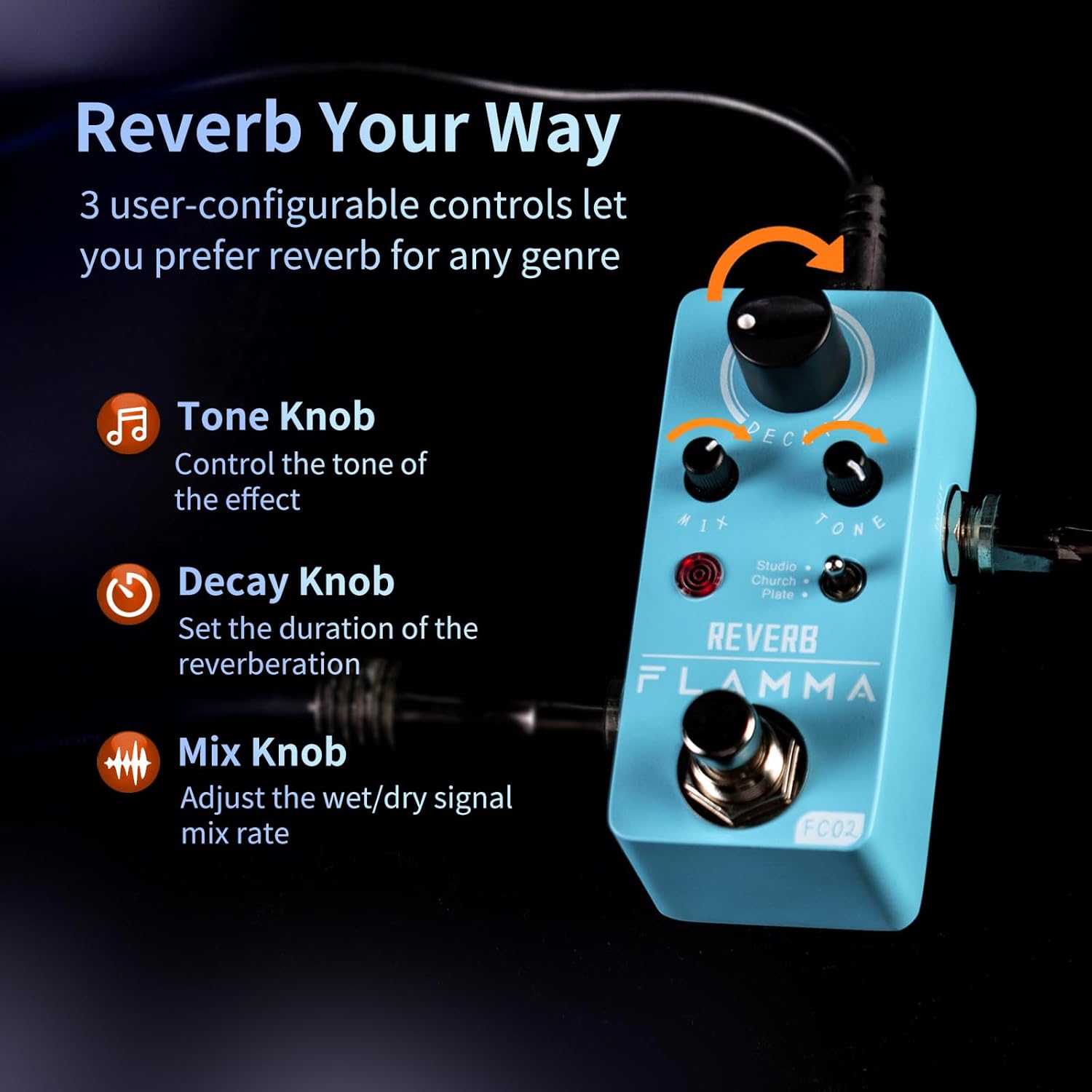 FLAMMA FC02 Reverb Guitar Pedal and FC12 Drum Machine Guitar Pedal