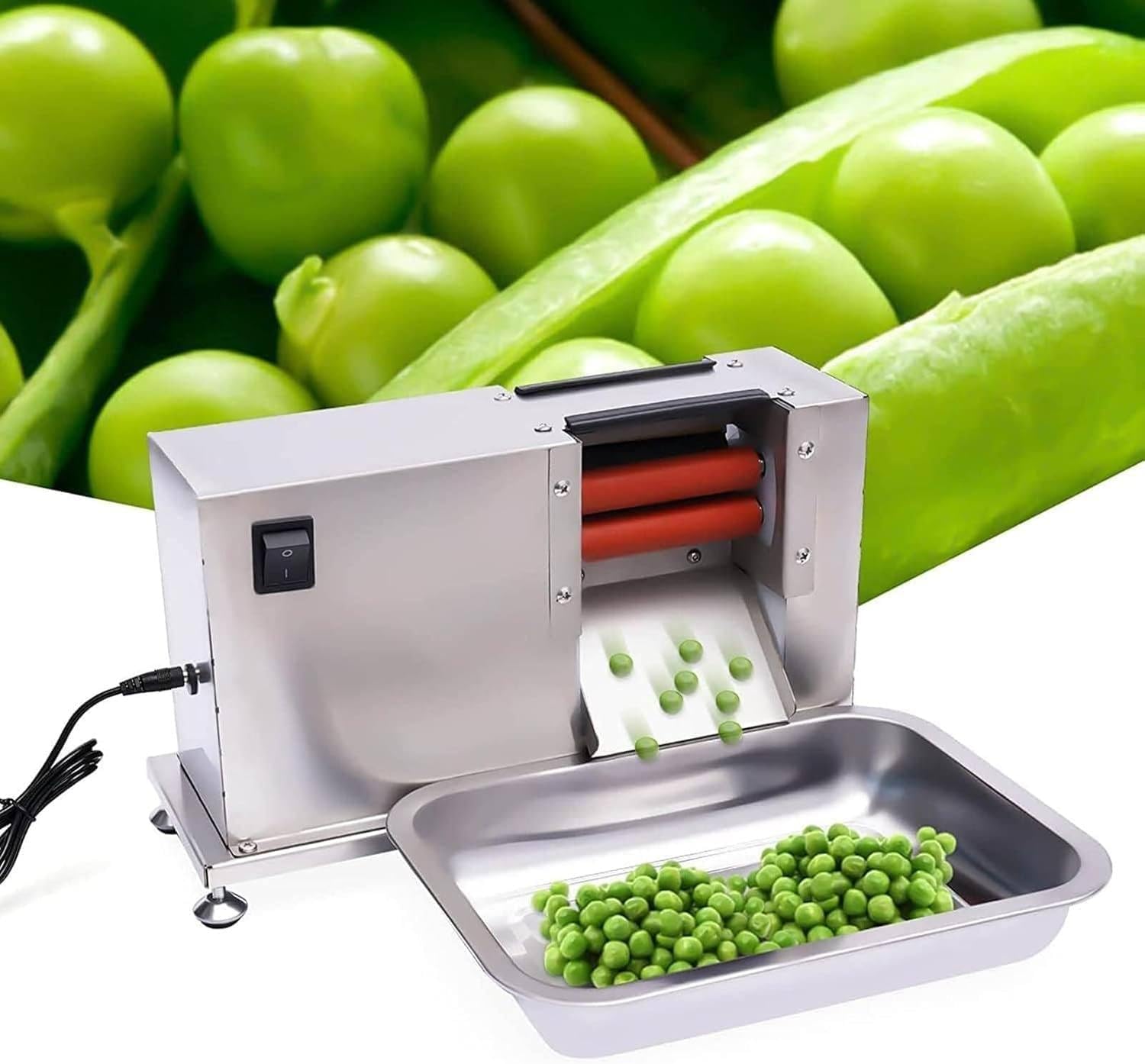 Semi-Automatic Pea Sheller Machine, 20W 304 Stainless Steel, High-Efficiency Bean Peeling Tool, 22 Lbs/h Output for Kitchen Use - Ideal for Peas, Soybeans, and Beans