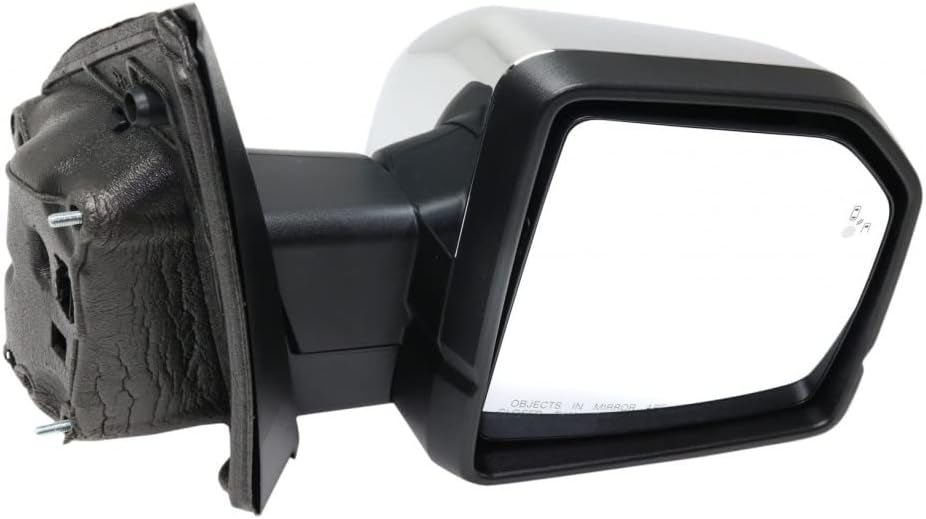 For Ford F-150 2015 2016 2017 2018 Door Mirror Passenger Side | Power | Heated | Chrome | w/Blind Spot Detection in Glass/Memory/Turn Signal/Puddle Light | Replacement For FO1321528 | FL3Z17682JB
