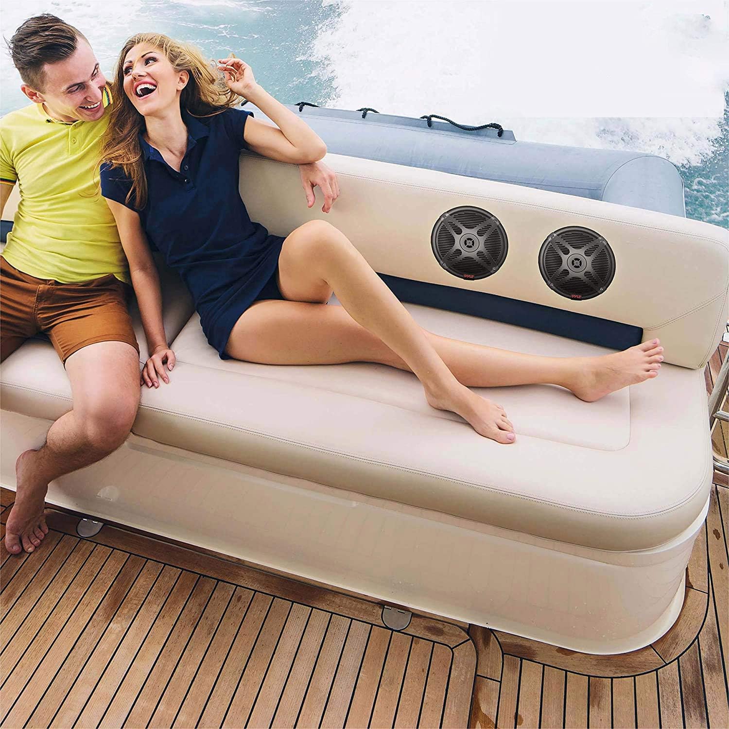 Pyle 6.5 Inch Bluetooth Marine Speakers - 2-way IP-X4 Waterproof and Weather Resistant Outdoor Audio Dual Stereo Sound System with 600 Watt Power and Low Profile Design - 1 Pair - PLMRBT65B (Black)