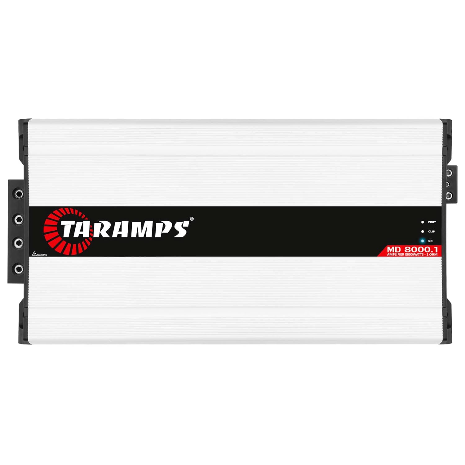 Taramps MD 8000.1 White Monoblock Amplifier 1 Ohm 8000 Watts Rms 1 Channel Powerful Full Range Amp Car Audio System, Dual Input Crossover Bass Boost Class D