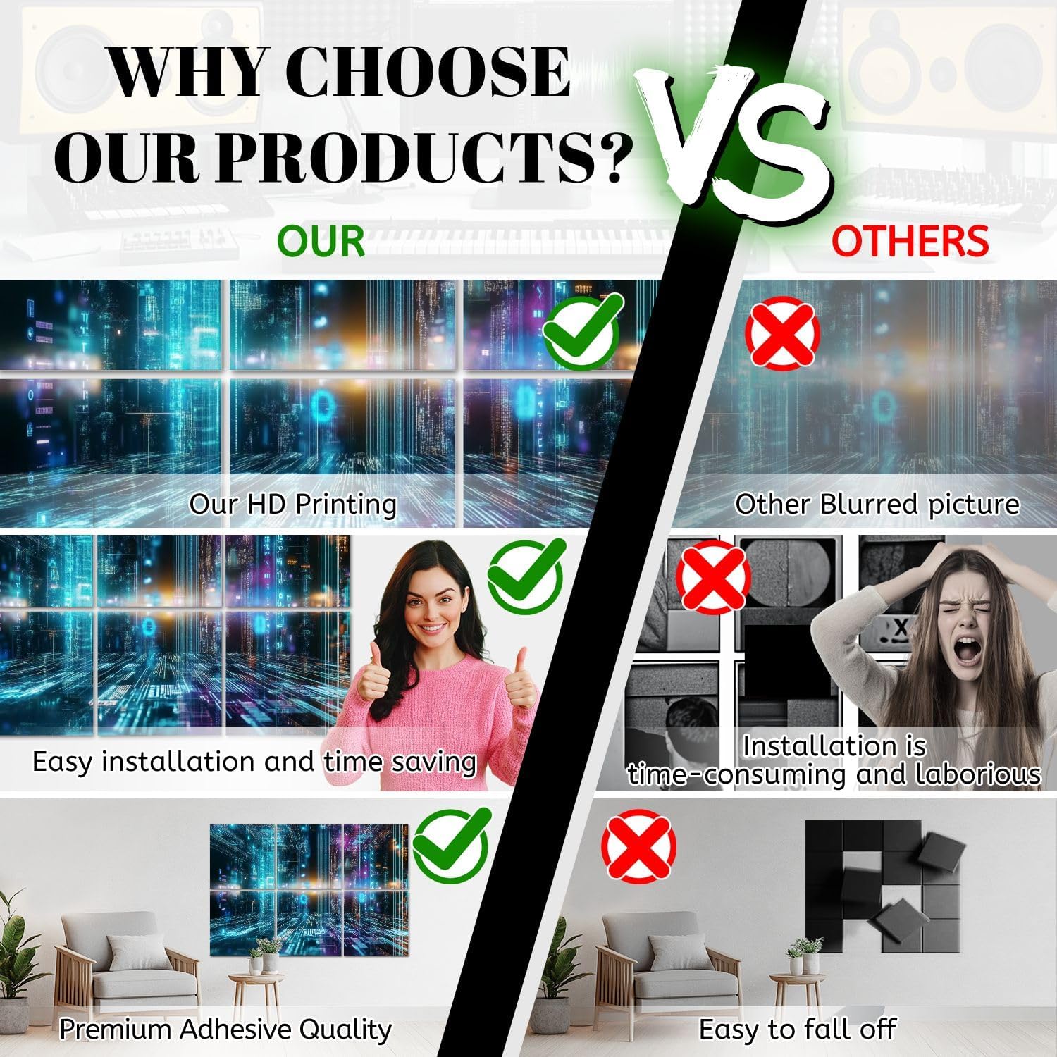 6 Pack Art Acoustic Panels Datalake Big Data Warehouse Data Lake Platform Analytics Technology Soundproof Wall Panels, 48