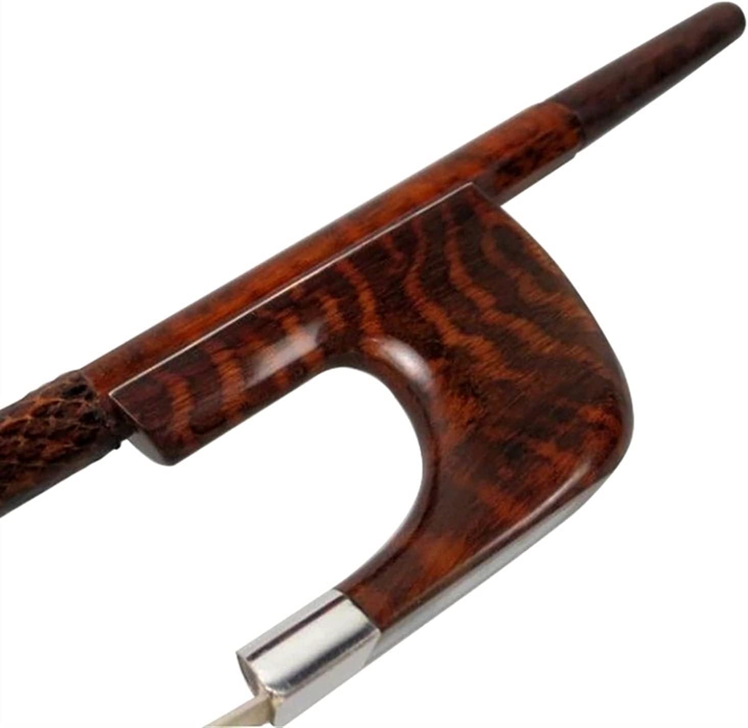 TSTS 1pcs Snakewood 3/4 Upright Bass Bow Copper Mounted Letterwood Frog White Horsehair Horsetail Full Size Violin Bow