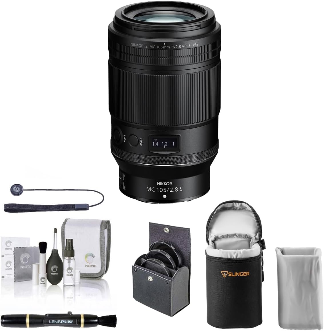 Nikon NIKKOR Z MC 105mm f/2.8 VR S Lens, Bundle with ProOptic 62mm Filter Kit, Soft Lens Case, Lens Cleaner, Cleaning Kit, Universal Lens Cap Tether