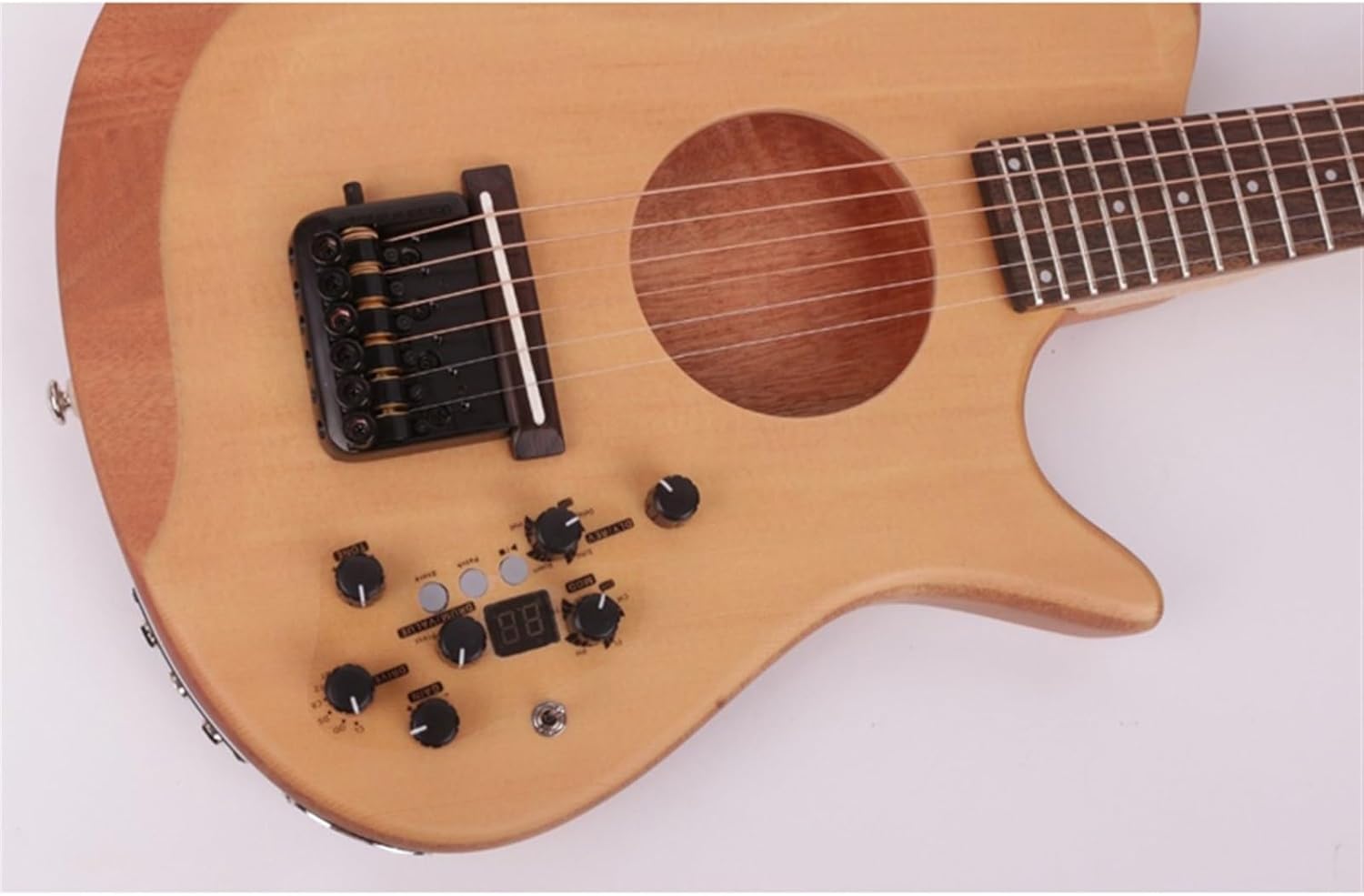 24 Frets Headless Silent Left/Right Hand Travel Mini Portable Built in Effector Electric Acoustic Guitar Professional Headless Guitar (Color : Right 01)