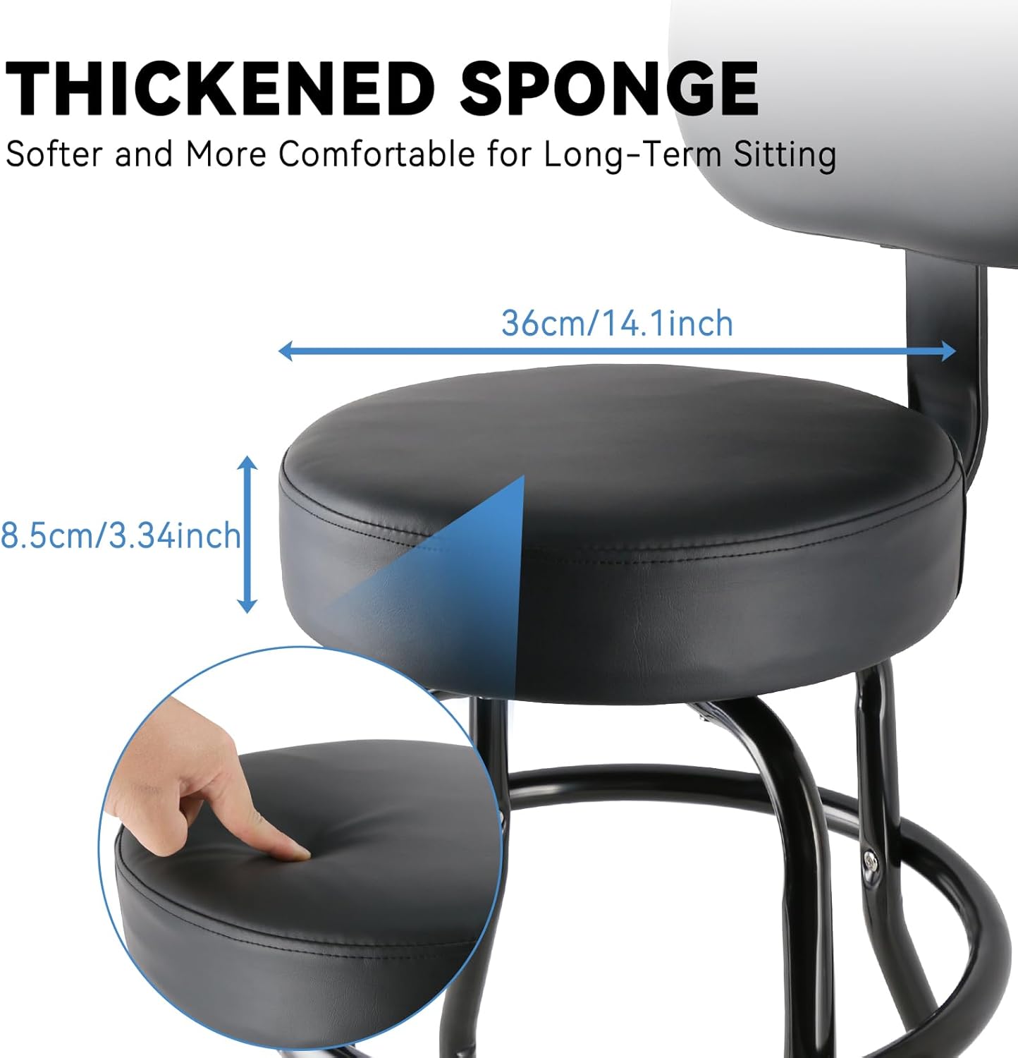 EASTROCK Guitar Stool with Backrest – Guitar Stools for Adults, Guitar Chairs with Padded Cushion and Footrest, Suitable for Acoustic, Electric & Bass Guitars