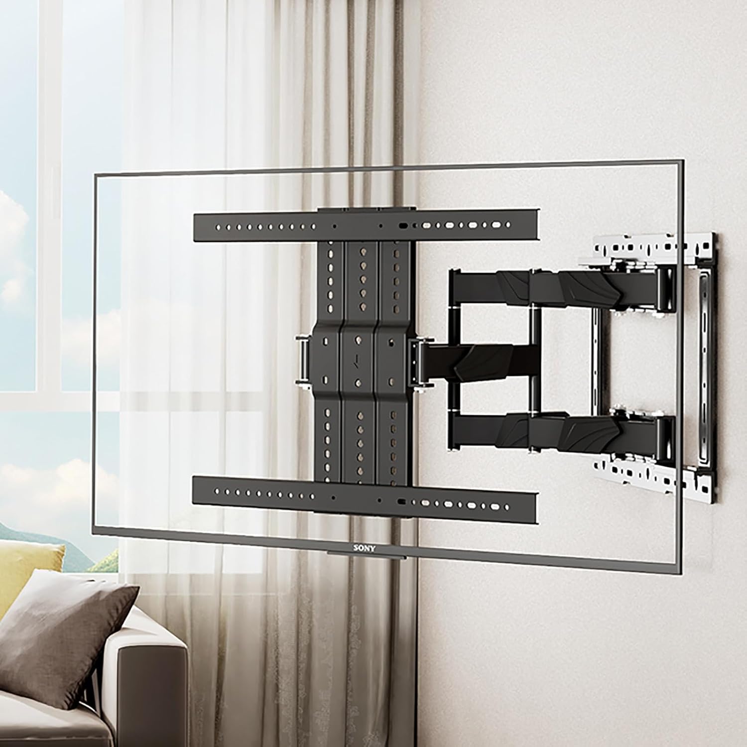 Full Motion TV Wall Mount for 40-100 Inch TV Mounts, Swivel & Tilt TV Mount Extendable Arm, Articulating Wall Mount TV Bracket with Hole Drilling Template(50-100inch)