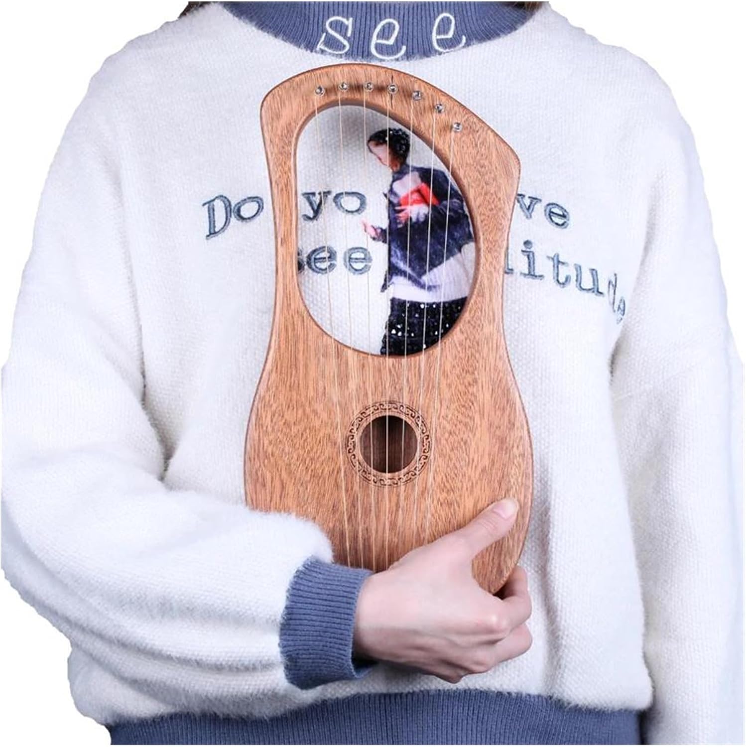 Lyre Harp Set 7-string Wooden Harp Mahogany Solid Wood Renaissance Easy To Learn And Easy To Carry