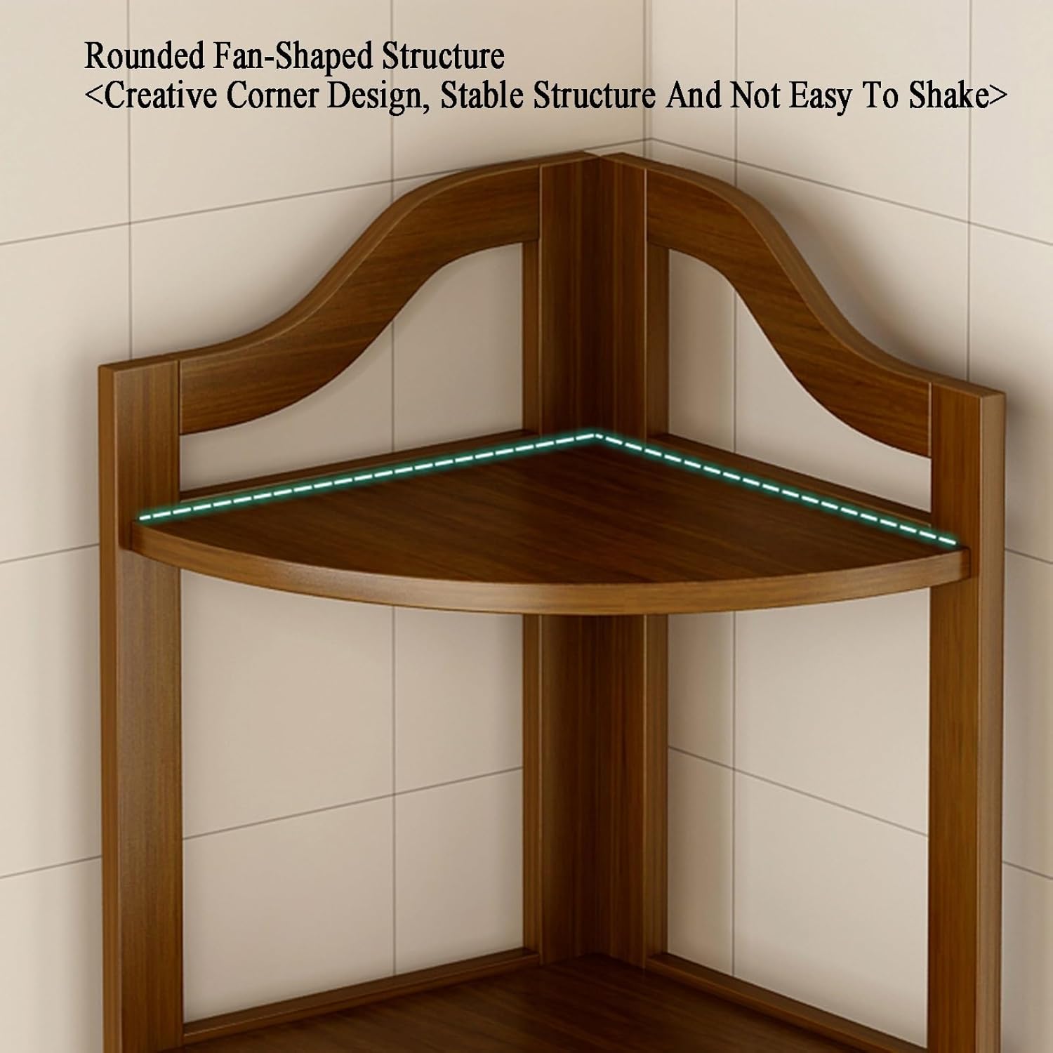 3/4/5/6 Tier Storage Rack, 3/4/5/6 Tier Corner Wooden Rack with Legs Storage Rack for Home Storage, Entryway, Living Room, Narrow Space, Pantry, Bathroom(Brown,3tier) (Brown 4tier)