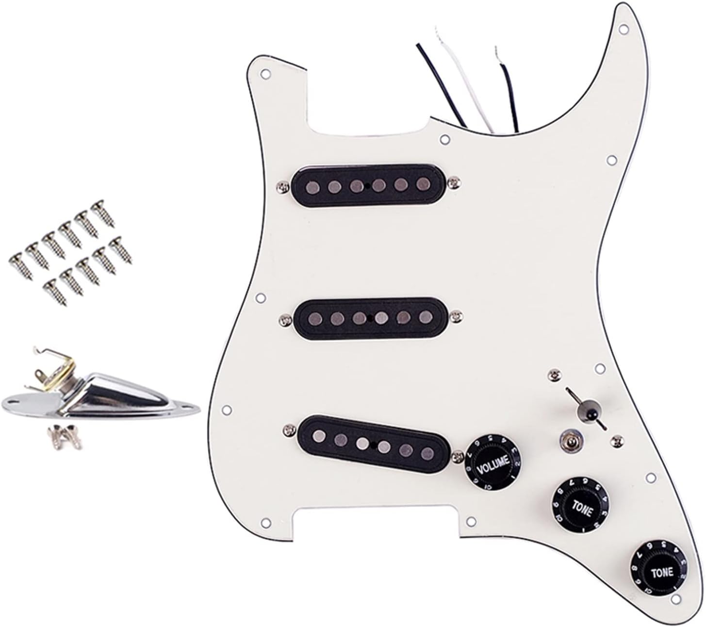 KESHUO Single Coil Electric Guitar Pickguard Pickups Loaded Prewired 11 Hole SSS Pickups Set Guitar Parts Loaded Pickguard Pre-Wired