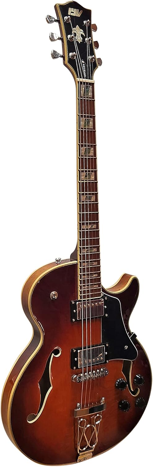 IYV-IJZ-300A TSB Jazz Solid hollow-Body Electric Guitar, Tobacco Sunburst
