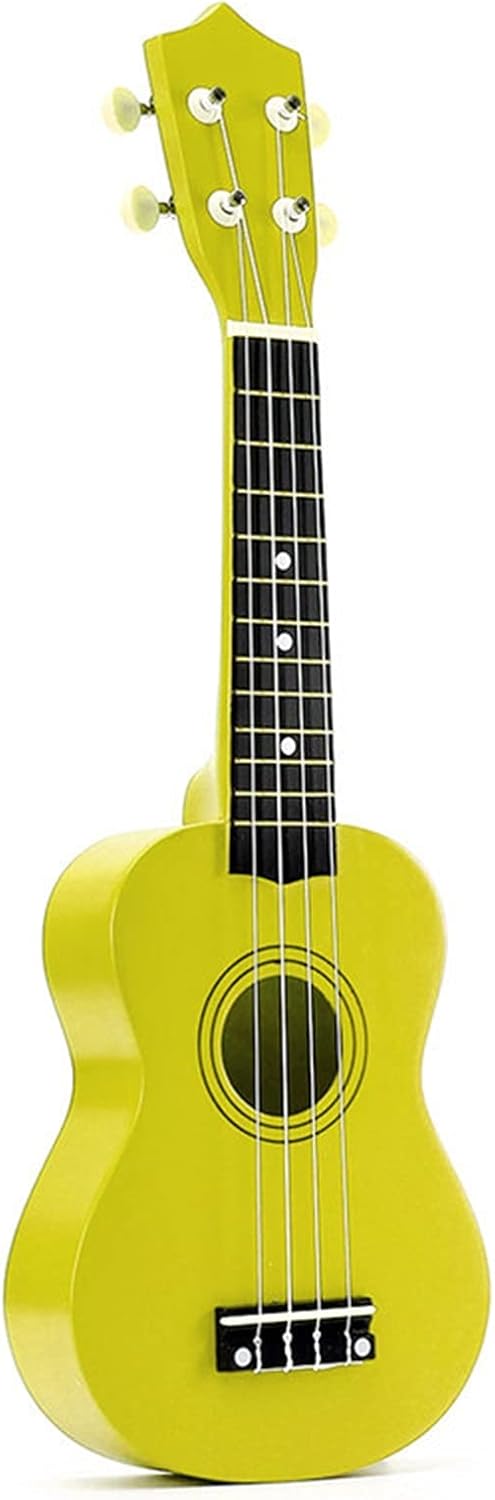 Children Ukulele 21 Inch Basswood Soprano Ukulele Guitar Rosewood 4 Strings Ukulele Bass Guitar Uke Kids Gift Musical Instruments Ukelele Accessories (Color : Yellow)