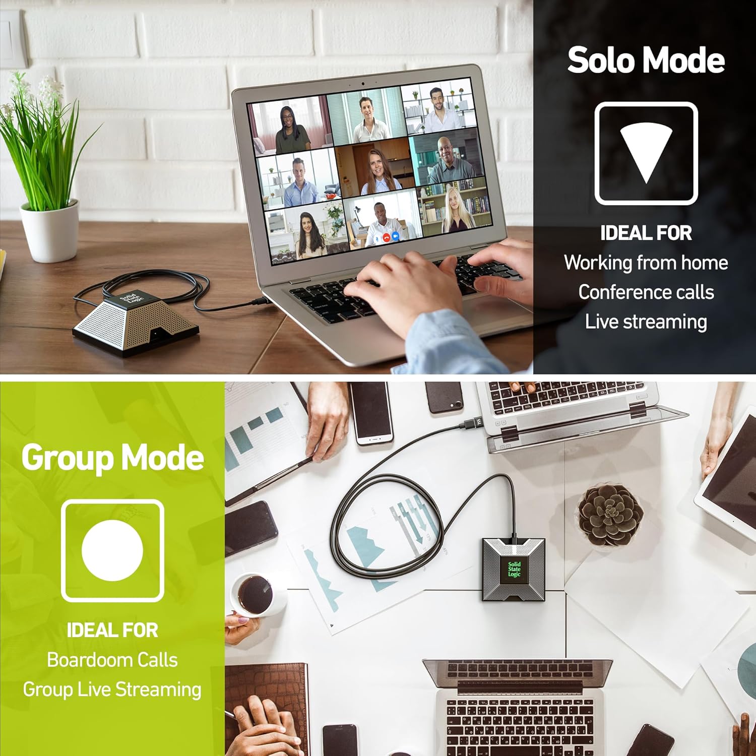 Solid State Logic SSL CONNEX, Portable USB Microphone. Conferencing, Content Creation, Live Streaming, Music Recording on PC/Mac, Quad Condenser Microphone Array and 4 User Modes