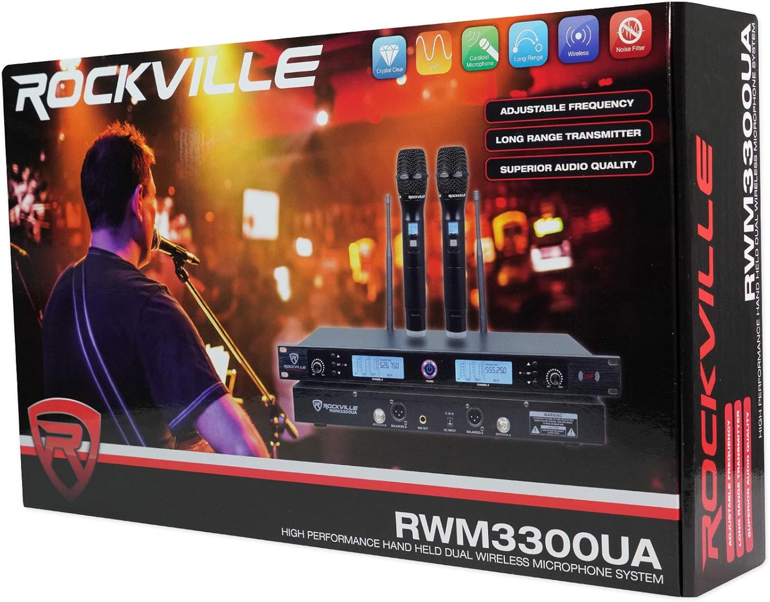 RockvilIe RWM3300UA Dual Handheld Microphones for Church Sound Systems