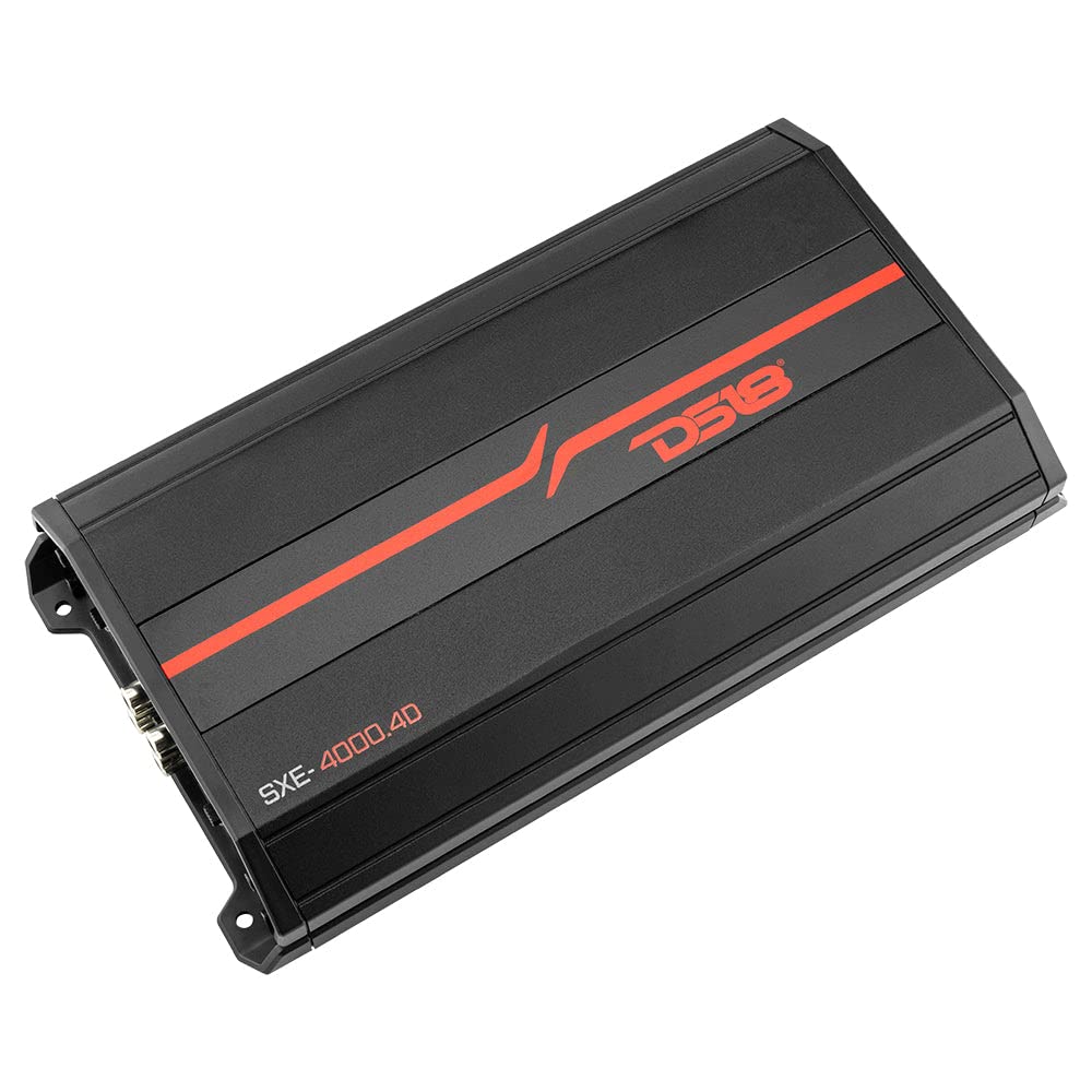 DS18 SXE-4000.4D/BK Car Amplifier Stereo Full-Range Class D 4-Channel 275x4 RMS @4 OHM 4000 Watts - Powerful and Compact Amp for Speakers in Car Audio System (Renewed), BLACK