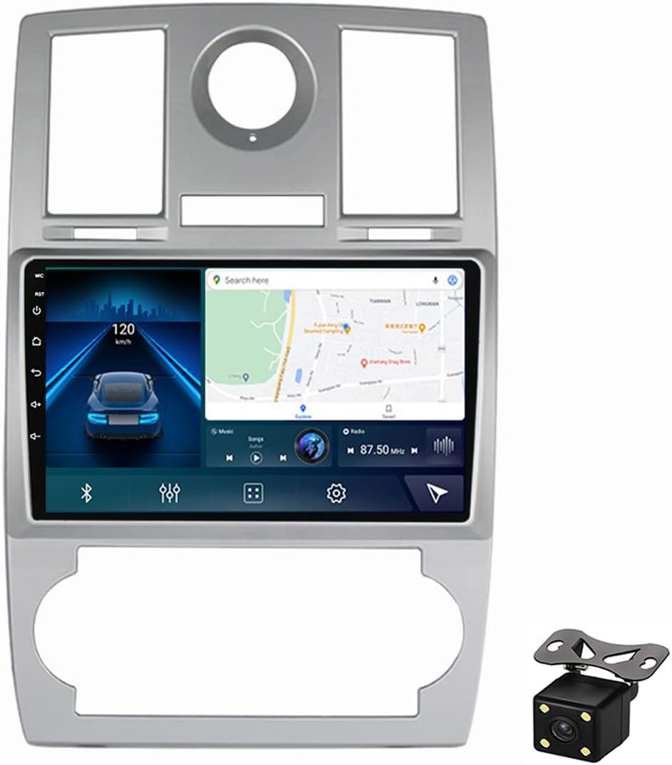 Double Din Car Stereo with Bluetooth 9 Inch Car Audio Touchscreen Car Radio for Chrysler 300C 2004-2011 with Backup Camera GPS Navigation Support Carplay/DSP/4G/SWC