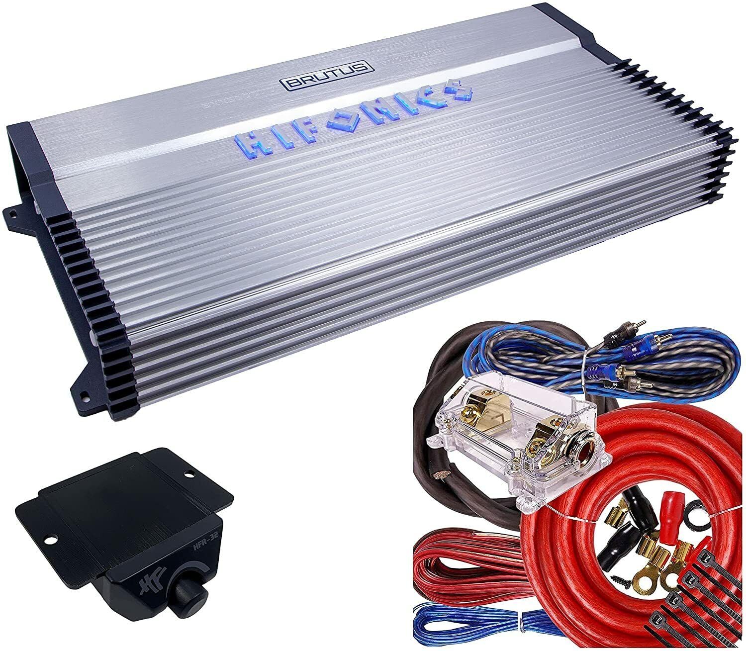 Hifonics BXX6000.1D 6000 Watt 1-Channel Super Class D Monoblock Car Audio Amplifier with Complete 0 Gauge Amp Kit, Brutus Series