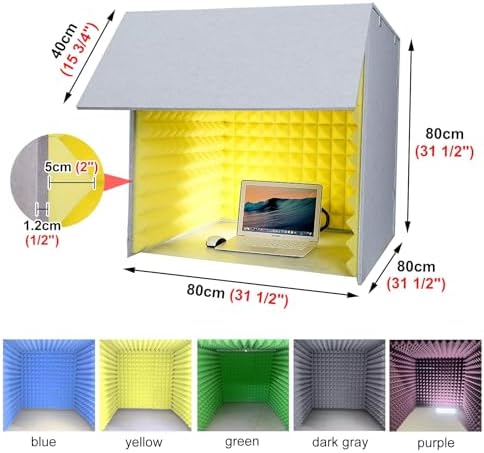 Desktop Soundproof Cover Vocal Booth, Portable Recording Booth for Home Studio Office, Microphone Isolation Shield Box, Sound Vocal Absorbing Panels (Color : Green)