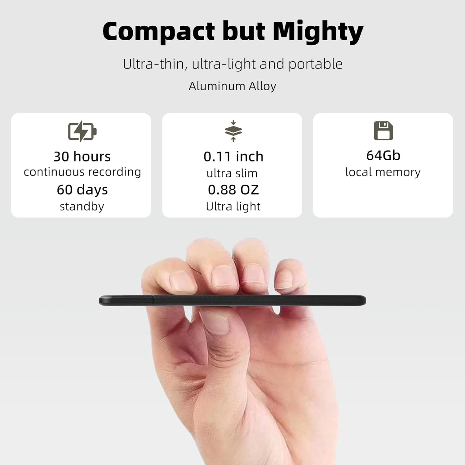 AI Voice Recorder with HD LED Screen,GPT-4.0 Powered Transcription & Translation Recording Device,Audio Recorder with App-Powered Editing & File Management,400 Free Minutes of AI Transcription/Month