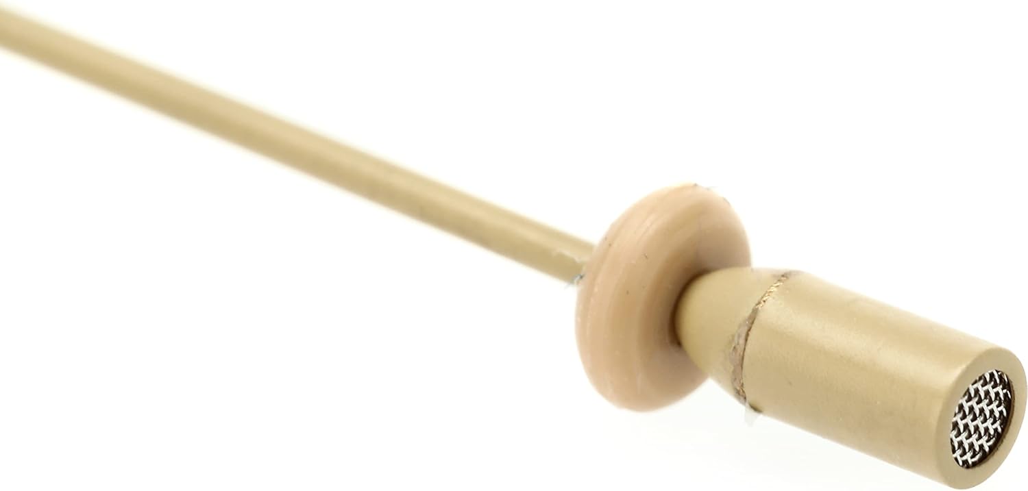 Da-Cappo Que Audio DA12 BE Omnidirectional Headworn Headset Microphone for Speaking or Singing Professionals - Includes Windscreens, Tie Clip and Case - Beige