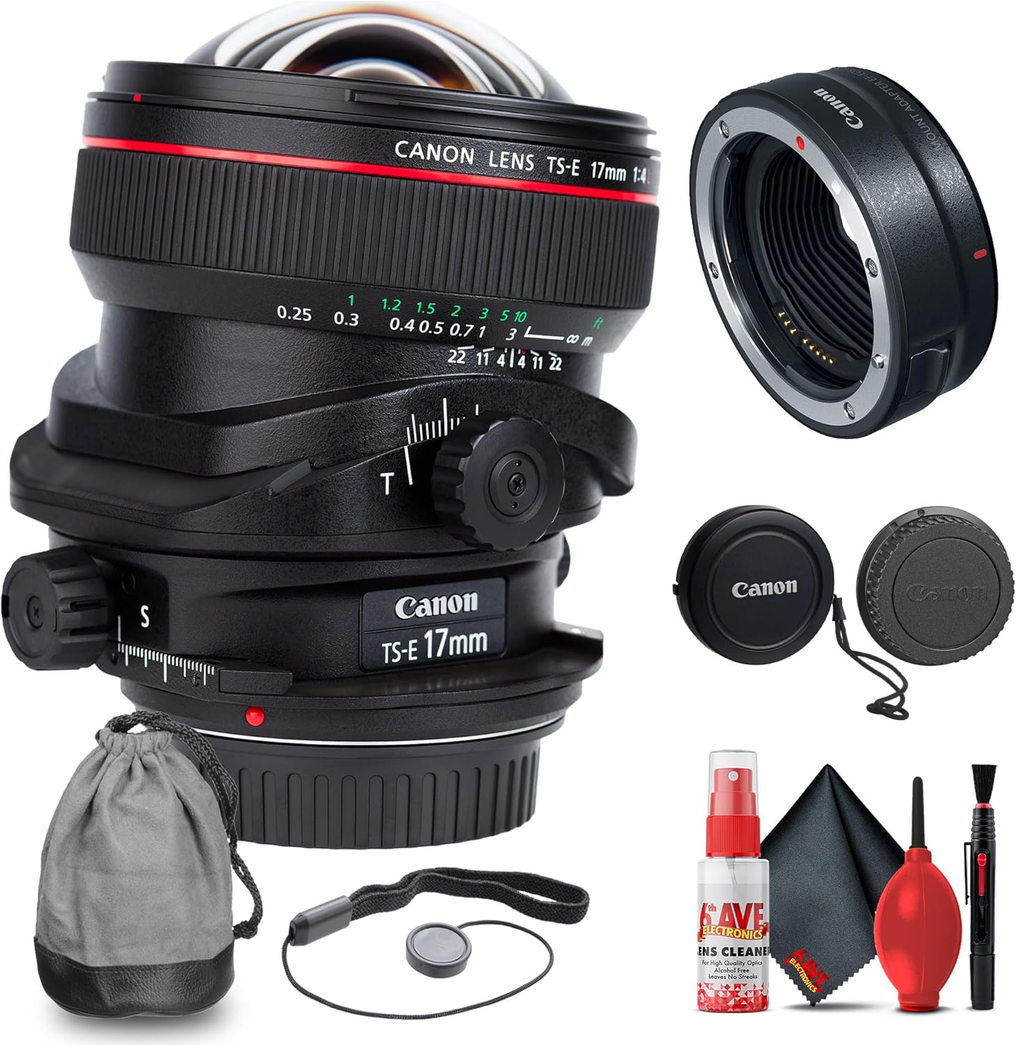 Canon TS-E 17mm f/4L Tilt-Shift Lens Extender RF 1.4X + Cleaning Kit + Cap Keeper (Renewed)