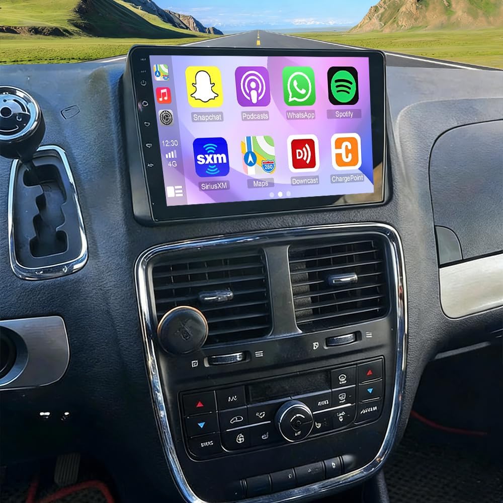 4+64G Android 15 Car Stereo for Grand Voyager 2011 2012 2013 2014 2015 Radio Wireless Carplay Android Auto, 9IN IPS Touch Screen 5G WiFi/GPS Navi/FM RDS/EQ/Audio/Camera/MIC