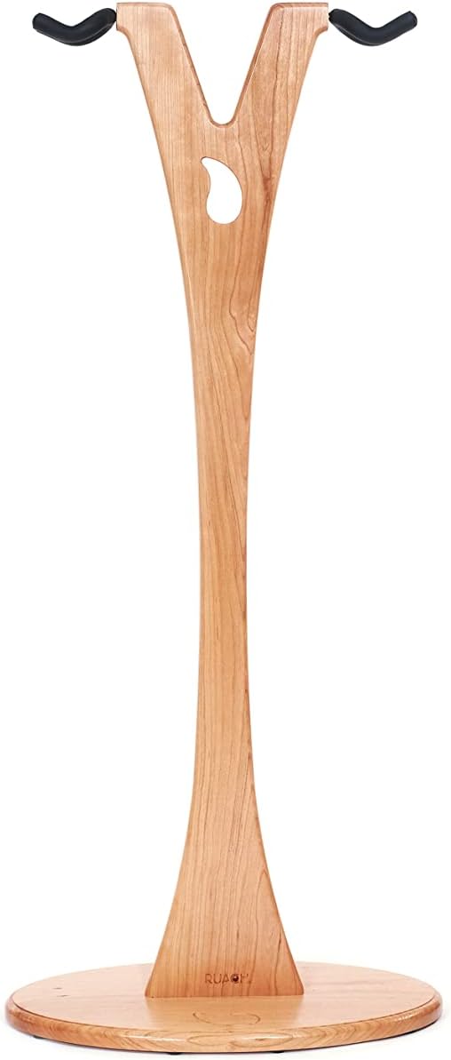 Ruach GS-2 Dual Bass, Acoustic and Electric Wooden Guitar Stand - Cherry